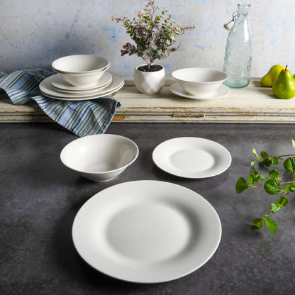 Everyday round White Stoneware Dinnerware Set, 12-Piece