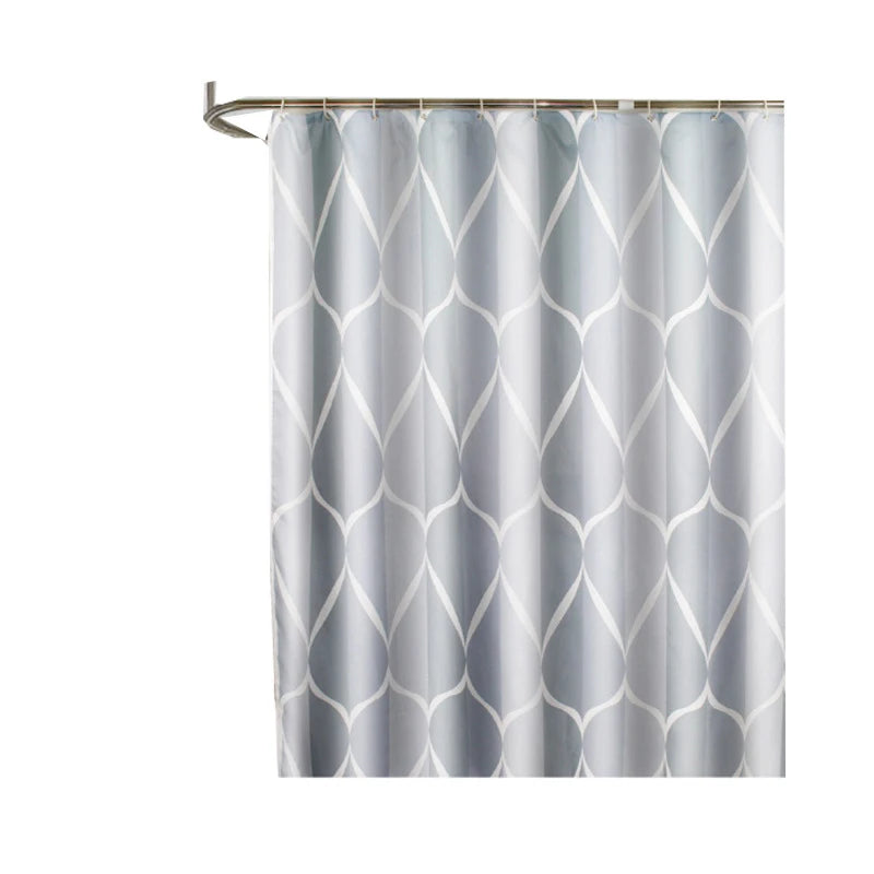 Waterproof Shower Curtain with 12 Hooks Geometric Printed Bath Curtains Water Drop Pattern Polyester Cloth Bathroom Accessories
