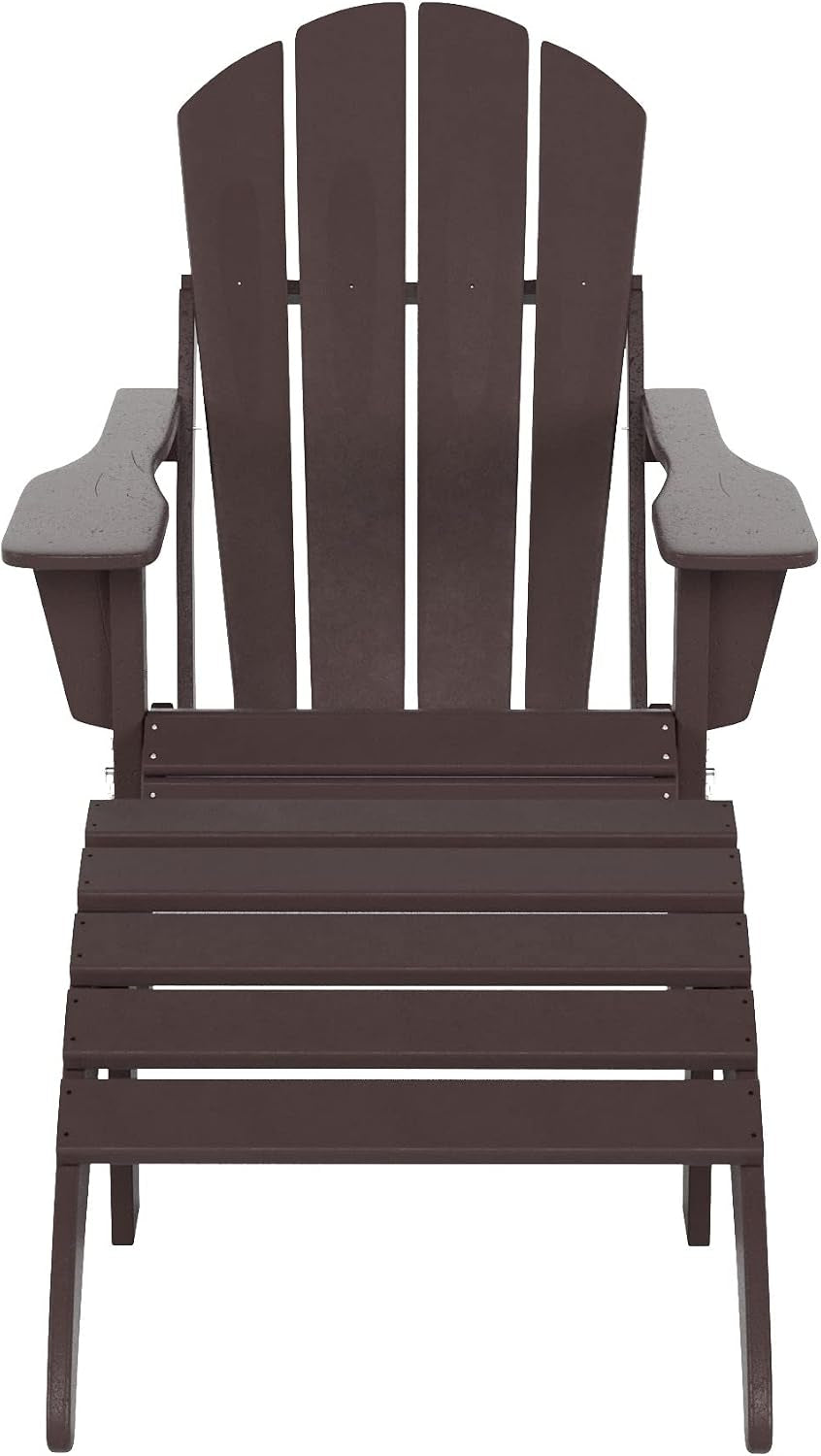 WO Home Furniture Adirondack Chair Outdoor Ottoman Set of 2 PCS Classic Patio Furniture (Dark Brown)