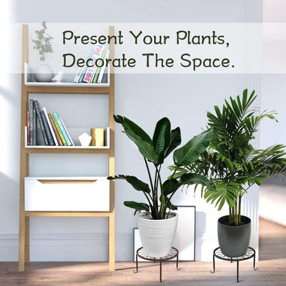 3 Pack Potted Plant Stand | Rustproof round Flowerpot Plant Holder Container Durable Metal Garden Plant Support for Indoor Outdoor, Black