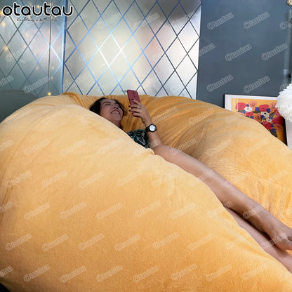 5/6/7Ft round Giant Fur Sofa Sac Cover Bean Bag Bed Pouf Fluffy Comfy Beanbag Couch Futon Movie Recliner DD1TM9T