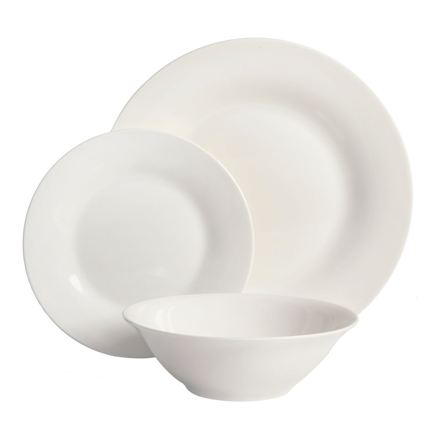 Everyday round White Stoneware Dinnerware Set, 12-Piece