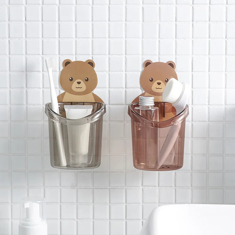 Bathroom Accessories Set Toothbrush Holder Toothpaste Storage Rack Wall Mount Toothbrush Cup Rack Toothbrush Stand for Child