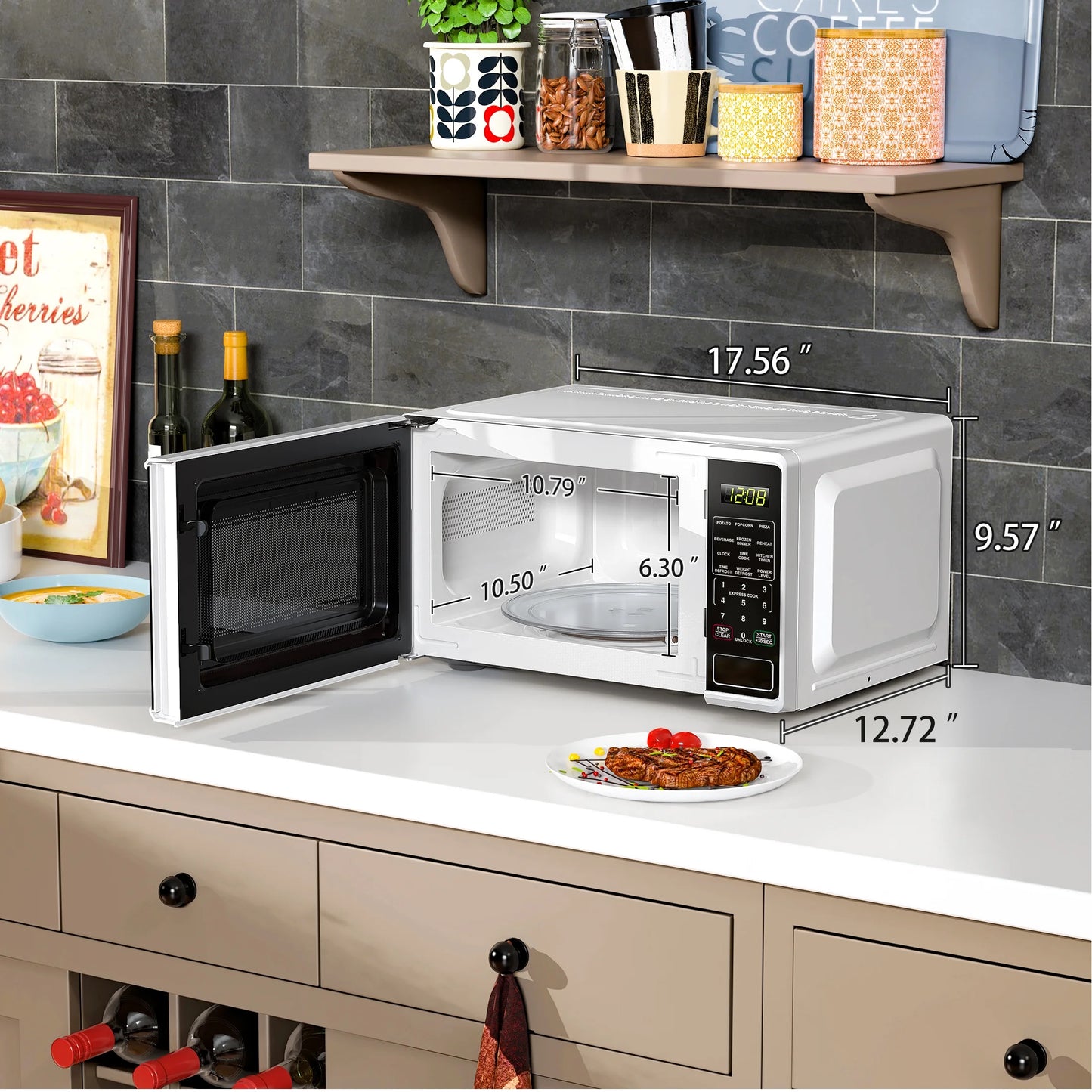 0.7 Cu Ft Countertop Microwave Oven, 700 Watts, White