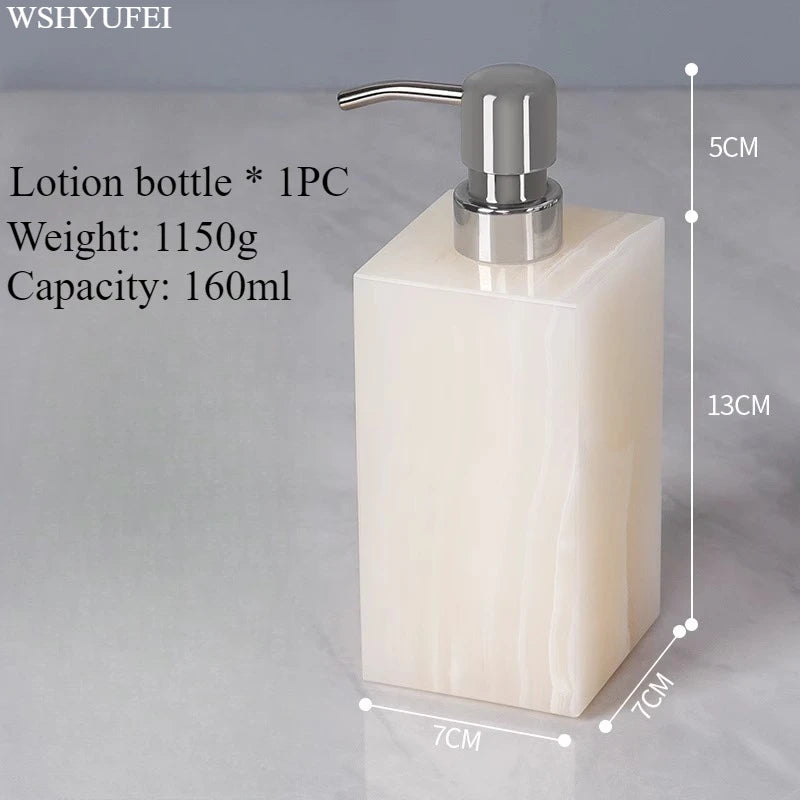 Light Luxury White Jade Stone Home Bathroom Wash Suit Bathroom Supplies Brush Tooth Cup Soap Bottle Soap Dish Toothbrush Holder