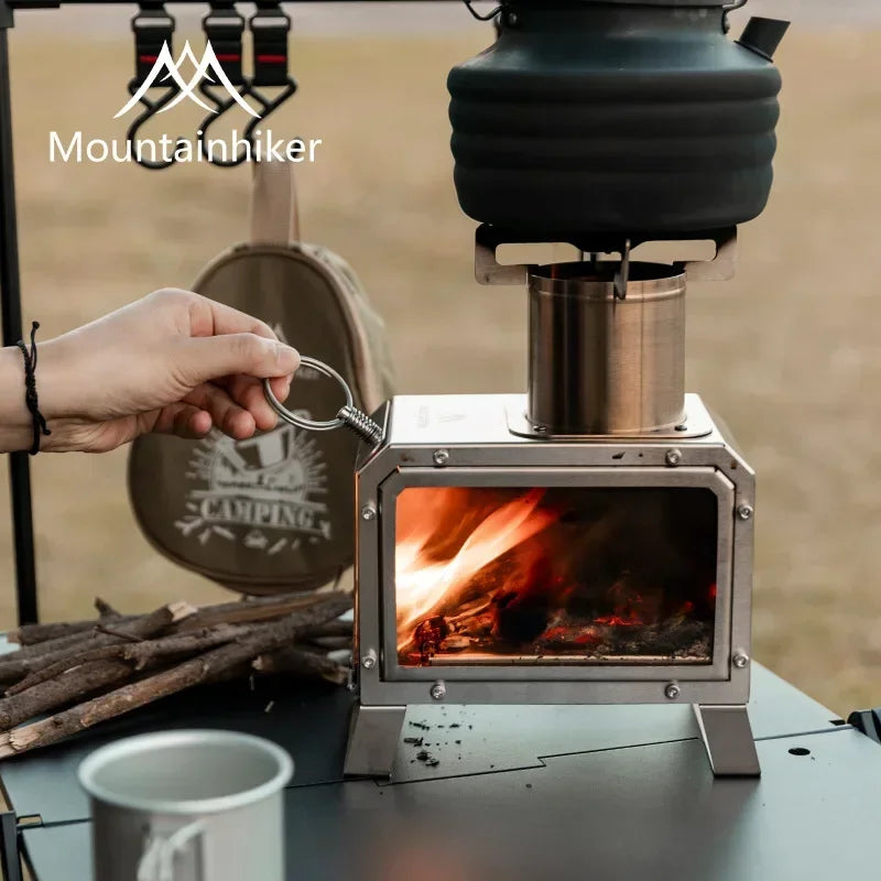 Upgrade Firewood Square Stove Stainless Steel Outdoor Fire Heater Stove Picnic Hiking Camping Wood Burner Stove