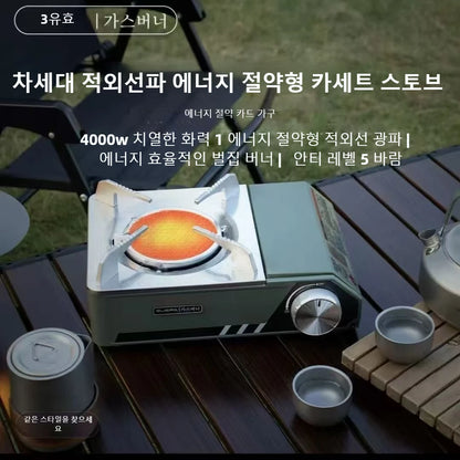 BUERK Camping Infrared Stove Outdoor Tactics Stove Portable Furnace Windproof Infrared Card Stove Burner Portable with Box