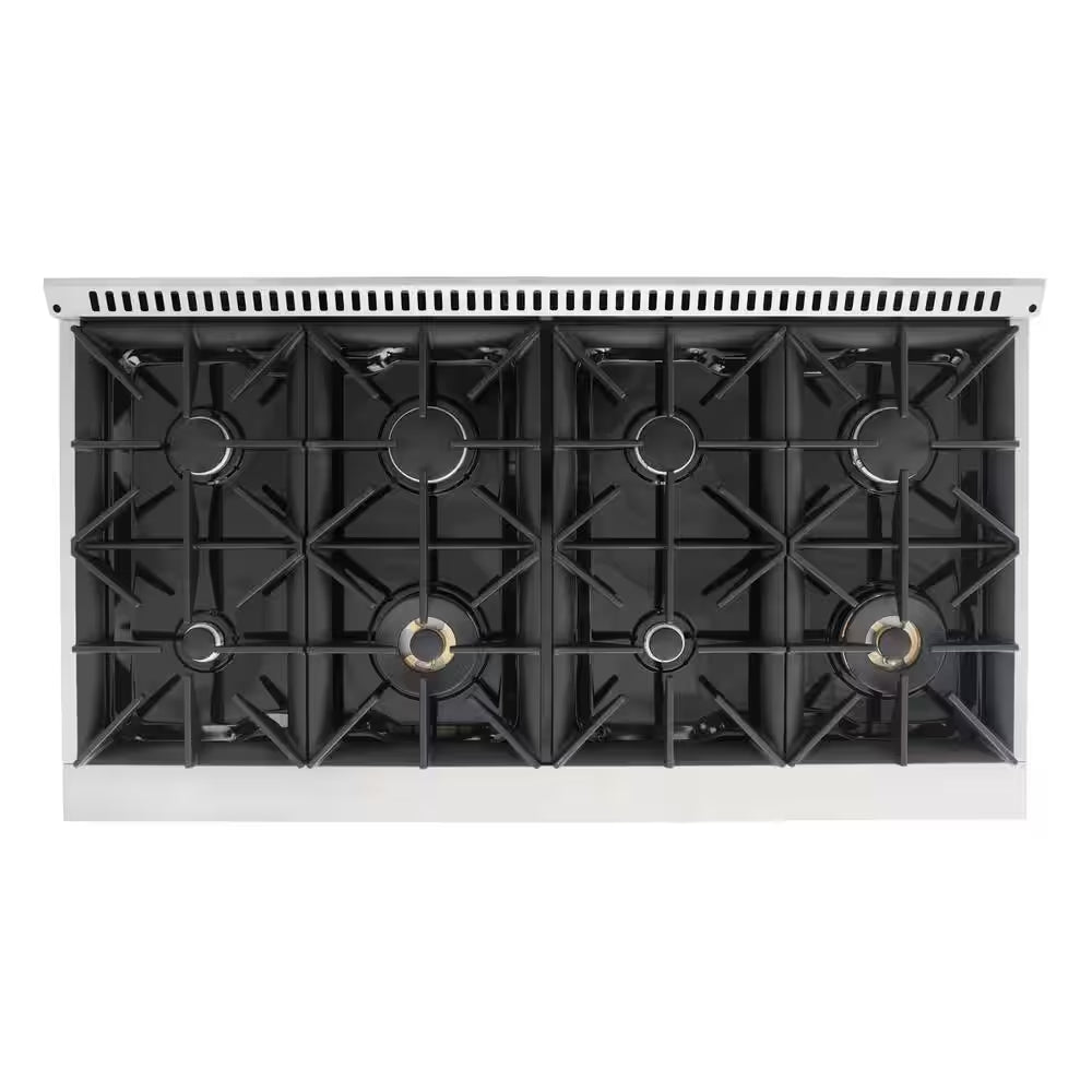 48 In. Vista Collection 6.6 Cu. Ft. Double Oven Gas Range, 8-Burners, LED Panel, Cast Iron Grates, Stainless Steel