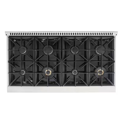 48 In. Vista Collection 6.6 Cu. Ft. Double Oven Gas Range, 8-Burners, LED Panel, Cast Iron Grates, Stainless Steel