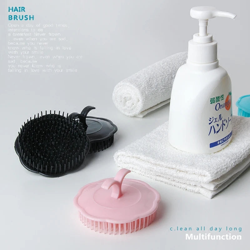 Head Massage Brush Soft Glue Shampoo Brush Bathroom Products Plastic Sanitary Comb Washing Hair Scalp Shower Body