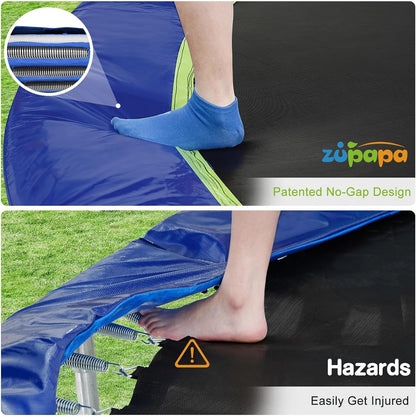 1800LBS Capacity No-Gap Design 16 15 14 12FT Trampoline with Safety Enclosure Net and Non-Slip Ladder 10-Year Quality Assurance Perfect for Kids Family Outdoor Backyard Fun