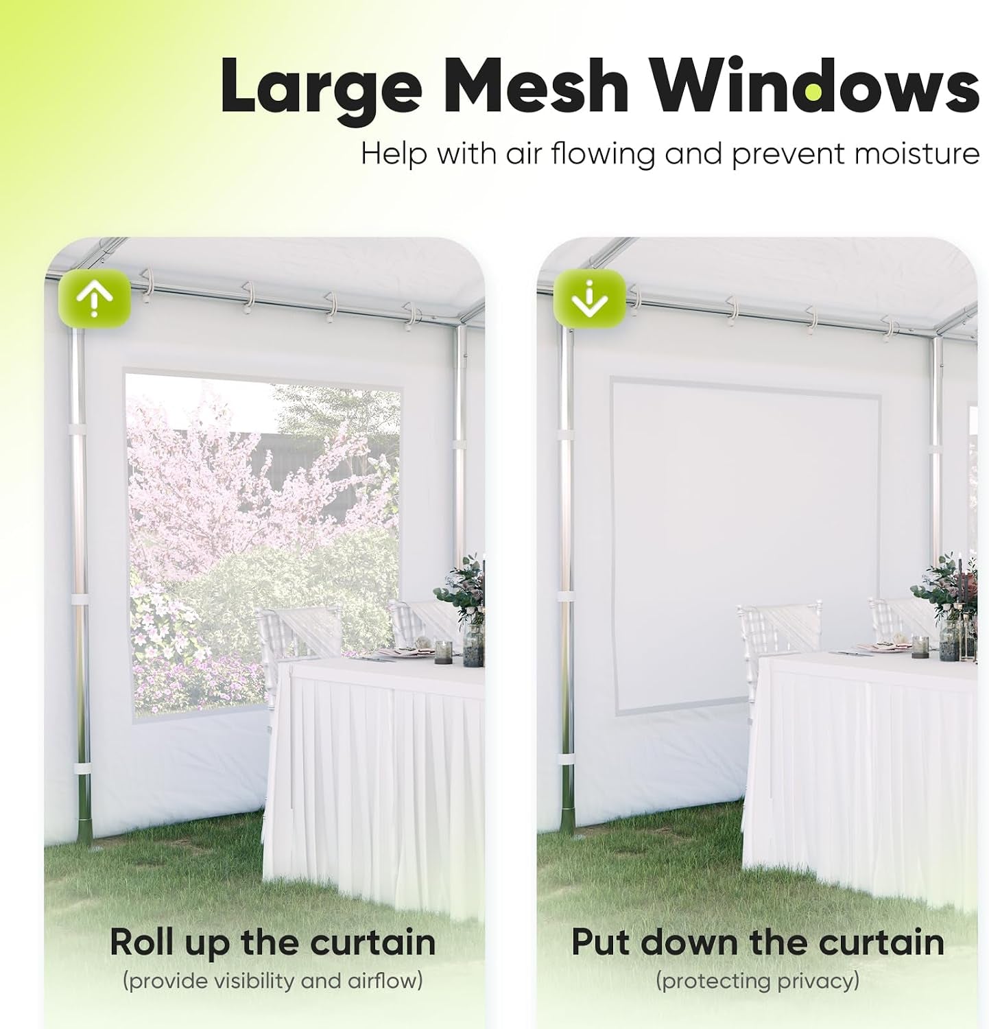 20X20Ft Heavy Duty Party Tent Outdoor Canopy with Mesh Windows | Side-Opening Screen Sidewalls, 1.5" Galvanized Steel Frame,160G PE Waterproof Canopy for Weddings, Parties & Events