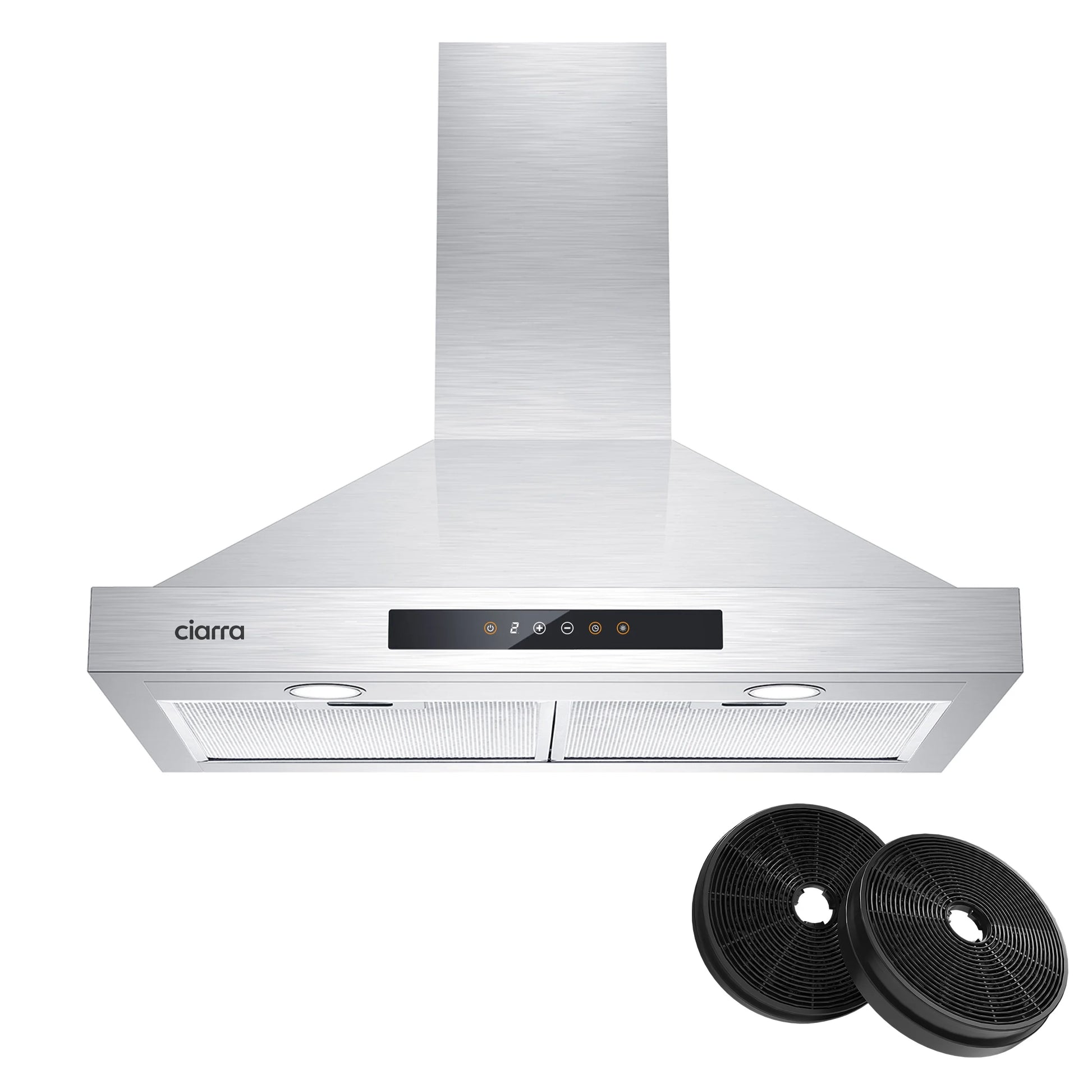Wall Mount Range Hood 30 Inch in Stainless Steel with Carbon Filter Kit for Recirculating CAS30875-003