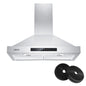 Wall Mount Range Hood 30 Inch in Stainless Steel with Carbon Filter Kit for Recirculating CAS30875-003