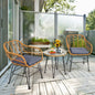 3PCS Patio Rattan Bistro Furniture Set Cushioned Chair Table Grey