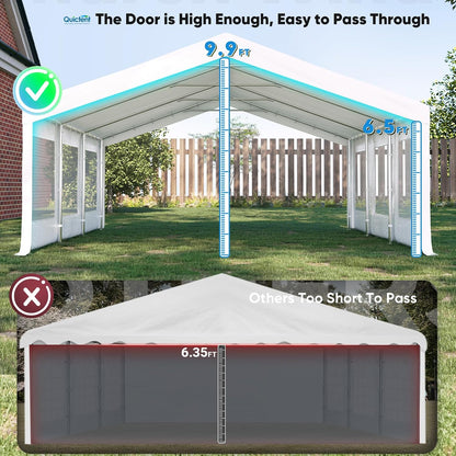 20X20Ft Heavy Duty Party Tent Outdoor Canopy with Mesh Windows | Side-Opening Screen Sidewalls, 1.5" Galvanized Steel Frame,160G PE Waterproof Canopy for Weddings, Parties & Events