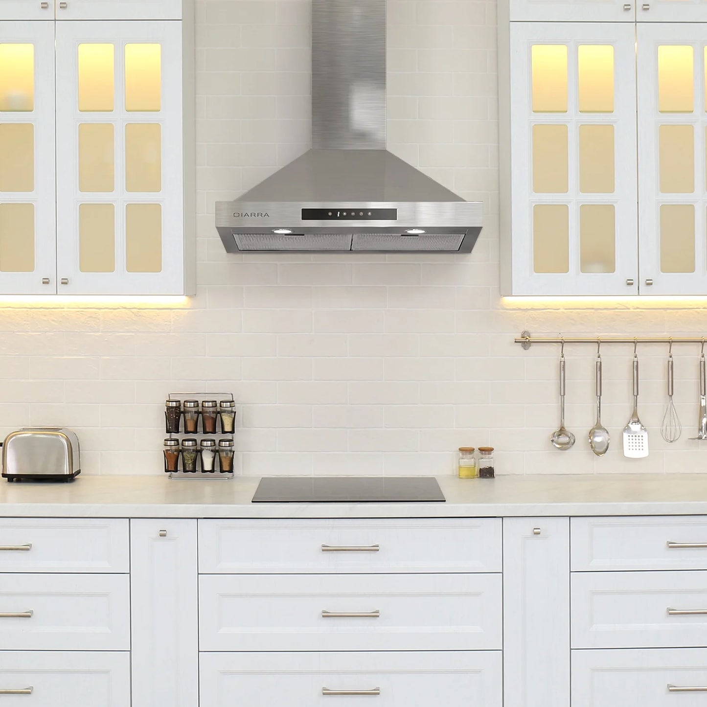 Wall Mount Range Hood 30 Inch in Stainless Steel with Carbon Filter Kit for Recirculating CAS30875-003