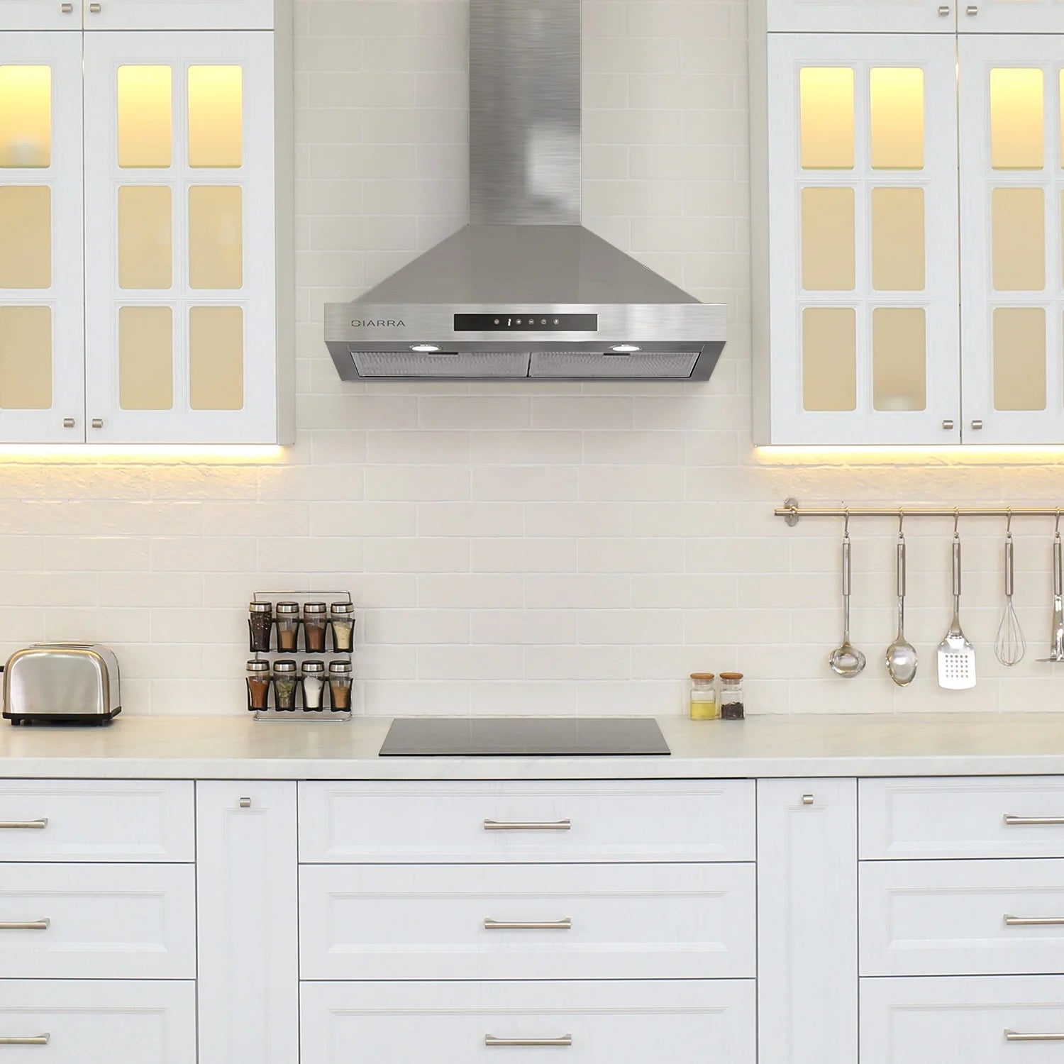 Wall Mount Range Hood 30 Inch in Stainless Steel with Carbon Filter Kit for Recirculating CAS30875-003