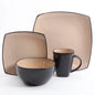 Soho Lounge Square Stoneware 16 Piece Dinnerware Set, Teal