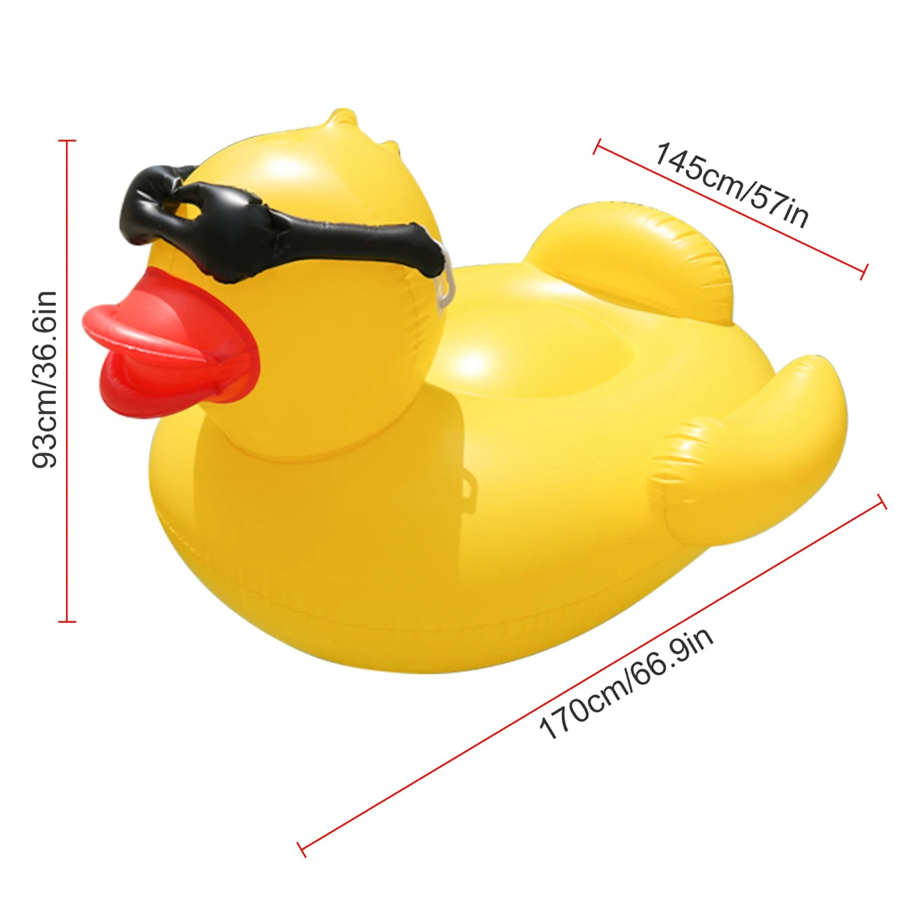 1PC Inflatable Glasses Little Yellow Duck Swimming Pool Floating Pad with Stable Legs and Wings Oversized Riding Floating Pad