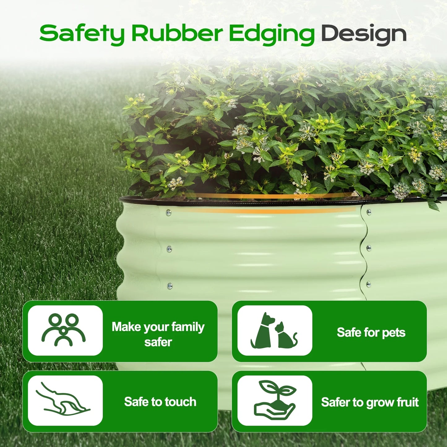 9-In-1 Modular Metal Raised Garden Bed, 89"L X 18"W X 17"H Outdoor Planter Box for Vegetables, Flowers, Herbs, Green