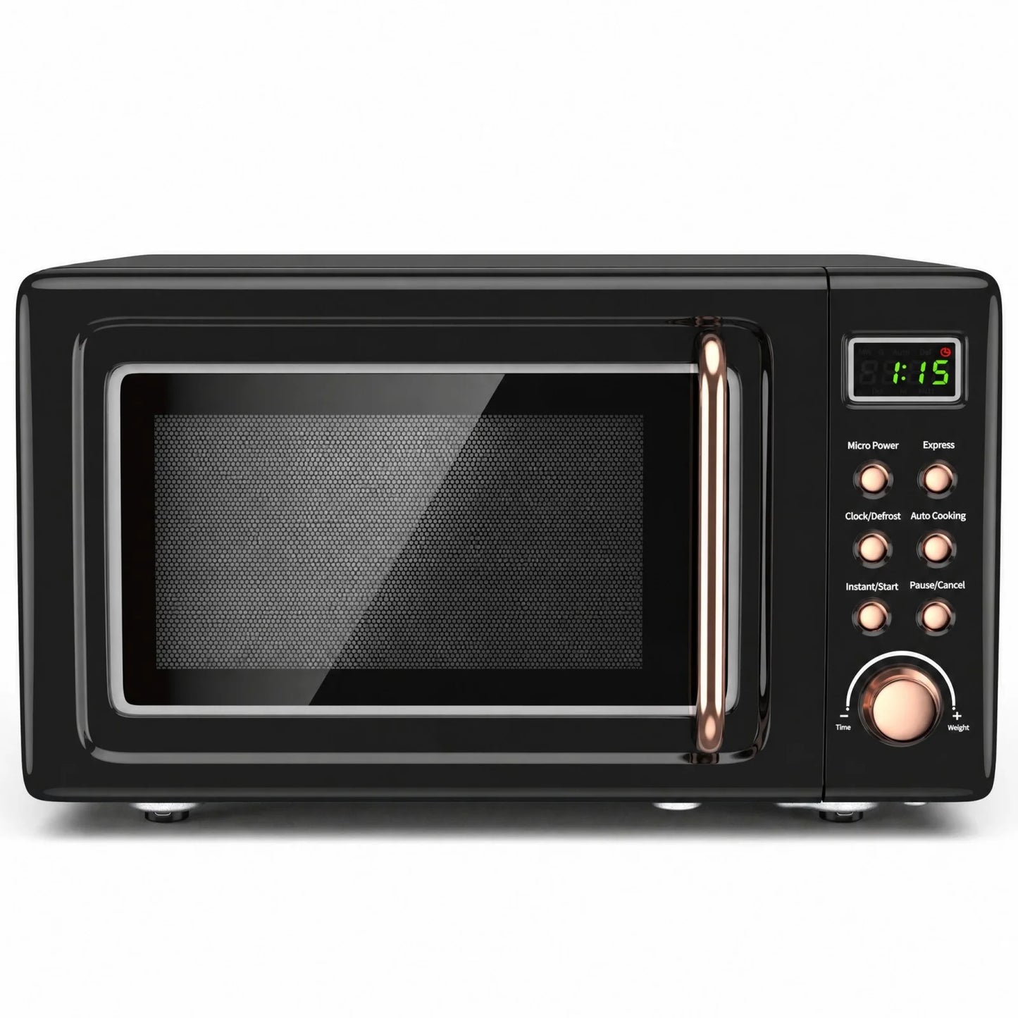 0.7 Cu.Ft Retro Countertop Microwave Oven 700W LED Display Glass Turntable Rose Gold