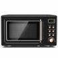 0.7 Cu.Ft Retro Countertop Microwave Oven 700W LED Display Glass Turntable Rose Gold