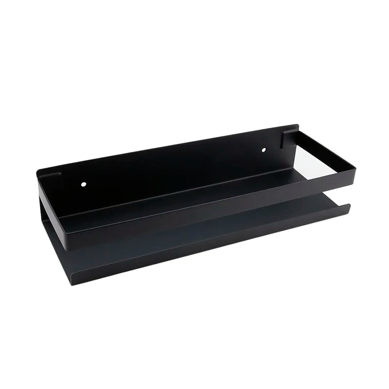 Stainless Steel Bathroom Shelf Black Shower Shampoo Storage Rack Adhesive Suqare Kitchen Bathroom Shlef 20Cm 30Cm 40Cm 50Cm