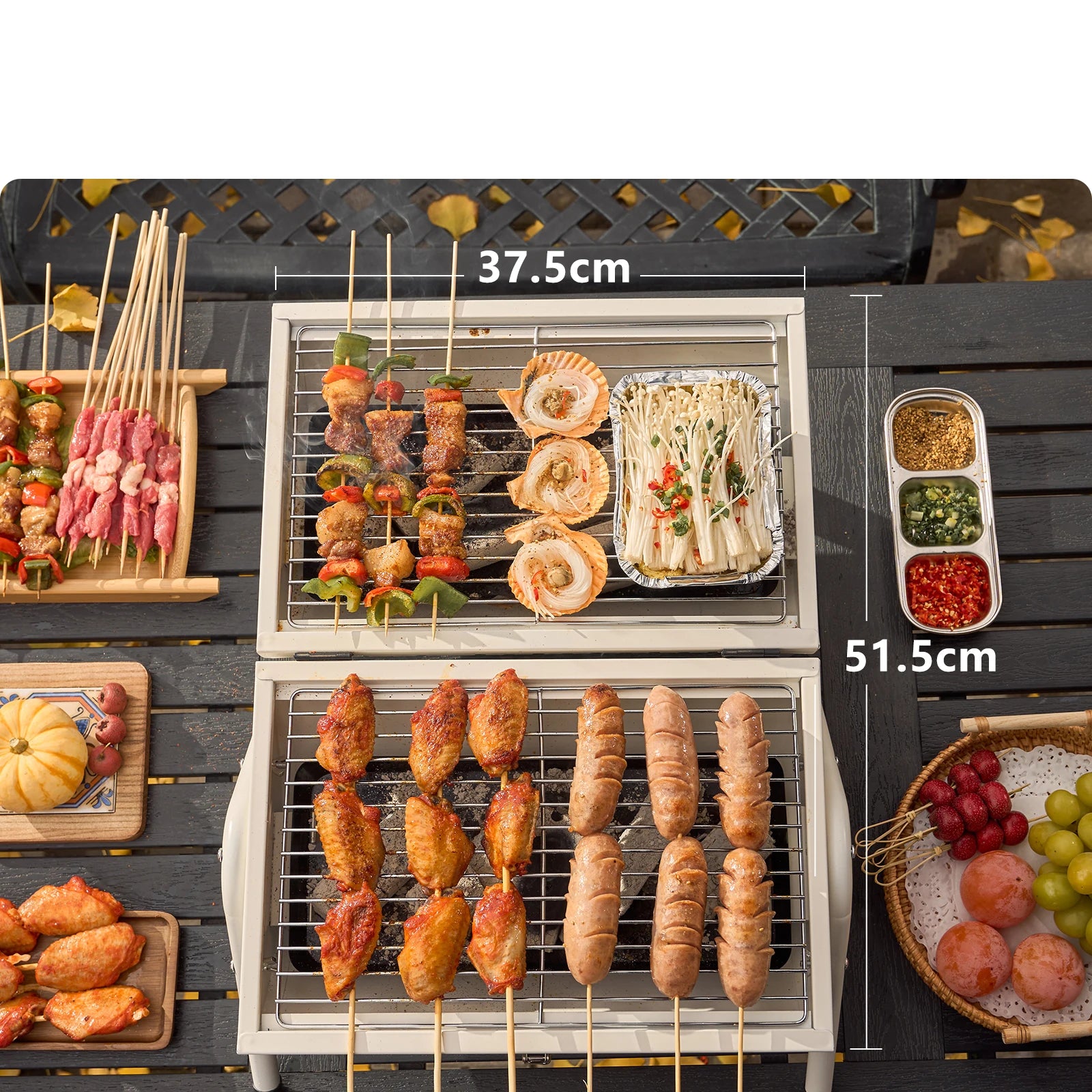 Outdoor Multifunctional Portable Barbeque Stove Camping BBQ Charcoal Grill with Dual Side Camping Supplies